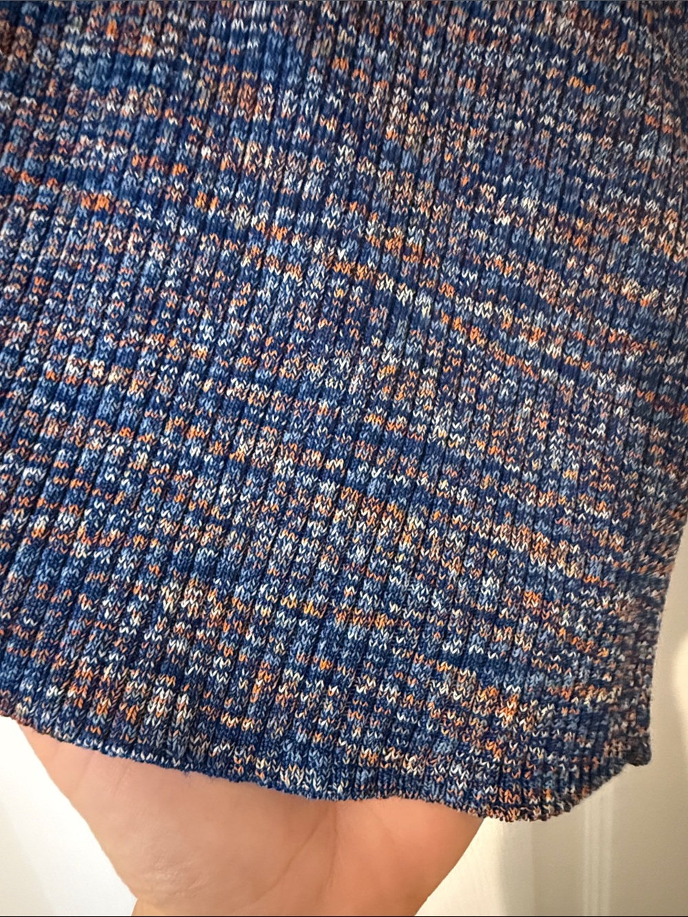 Veronica Beard Blue Multicolor Ribbed Sweater with Collar - Picture 3 of 9